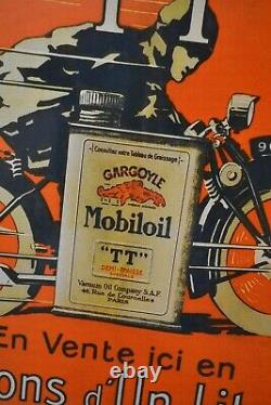 Plaque émaillée MOBILOIL huile moto enamel sign emailschild
