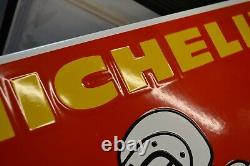 Plaque émaillée Michelin moto rouge bords tombés enamel sign
