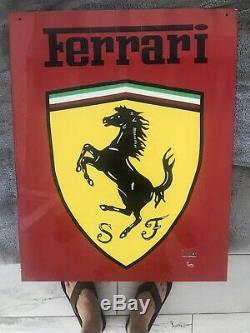 Plaque emaillee garage Ferrari Signé Lucas Deco Loft Atelier Ancienne Kub Jielde