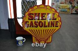 Plaque émaillée shell gasoline bombée enamel sign emailschild