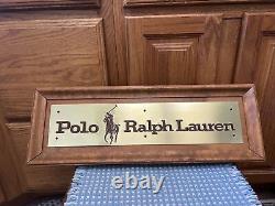 Polo RALPH LAUREN Department Store Display Advertising Sign Wood Brass 21x7.25