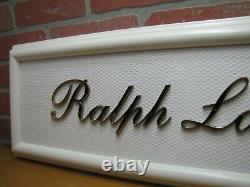 RALPH LAUREN Original Department Store Display Advertising Sign Brass White Ad