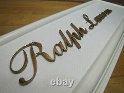 RALPH LAUREN Original Department Store Display Advertising Sign Brass White Ad