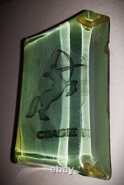 RARE 1930s Chase Brass & Copper Co. ART DECO Logo Glass Paperweight Advertising