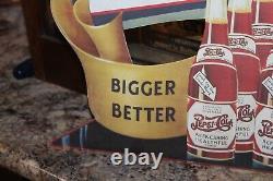 RARE 1940s PEPSI COLA BIGGER BETTER STORE DISPLAY SIGN SODA POP FOUNTIAN COKE 66