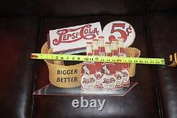 RARE 1940s PEPSI COLA BIGGER BETTER STORE DISPLAY SIGN SODA POP FOUNTIAN COKE 66