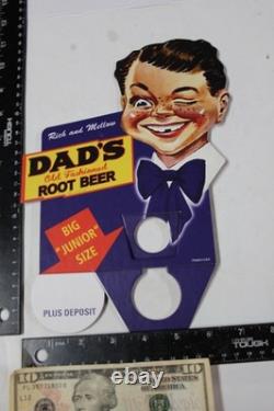RARE 1950s DAD'S JR ROOT BEER BOTTLE STORE DISPLAY PAINTED METAL SIGN COKE SODA