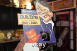 RARE 1950s DAD'S JR ROOT BEER BOTTLE STORE DISPLAY PAINTED METAL SIGN COKE SODA
