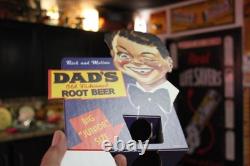 RARE 1950s DAD'S JR ROOT BEER BOTTLE STORE DISPLAY PAINTED METAL SIGN COKE SODA