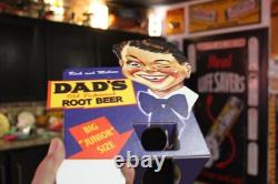 RARE 1950s DAD'S JR ROOT BEER BOTTLE STORE DISPLAY PAINTED METAL SIGN COKE SODA