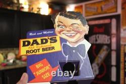 RARE 1950s DAD'S JR ROOT BEER BOTTLE STORE DISPLAY PAINTED METAL SIGN COKE SODA