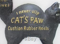 RARE Cats Paw EARLY in store ad sign disp NOS 2 PC