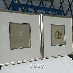 RARE HTF VINTAGE Tiffany & Co. Store Display FAMOUS JEWELS PRINTS with BRACKETS