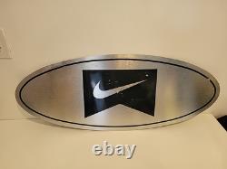 RARE LARGE BLACK METAL Vintage NIKE STORE DISPLAY SIGN 36 X 15 SWOOSH Stainless