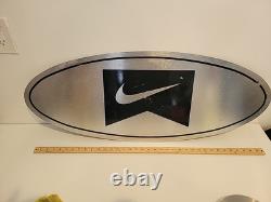 RARE LARGE BLACK METAL Vintage NIKE STORE DISPLAY SIGN 36 X 15 SWOOSH Stainless