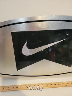 RARE LARGE BLACK METAL Vintage NIKE STORE DISPLAY SIGN 36 X 15 SWOOSH Stainless