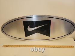 RARE LARGE BLACK METAL Vintage NIKE STORE DISPLAY SIGN 36 X 15 SWOOSH Stainless