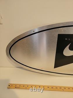 RARE LARGE BLACK METAL Vintage NIKE STORE DISPLAY SIGN 36 X 15 SWOOSH Stainless
