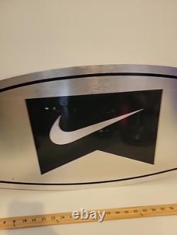 RARE LARGE BLACK METAL Vintage NIKE STORE DISPLAY SIGN 36 X 15 SWOOSH Stainless