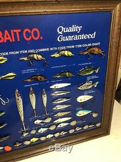 RARE NOS Vintage MANNS Bait Co Fishing Lure Dealer Store Display Sign Tackle NR