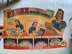 RARE RARE Vintage Pyrex 95 Cent Bowls Cardboard Store Display Sign 15 x 9