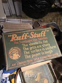 RARE Ruff-Stuff Sandpaper Store Counter Display Cabinet Vintage Advertising Sign