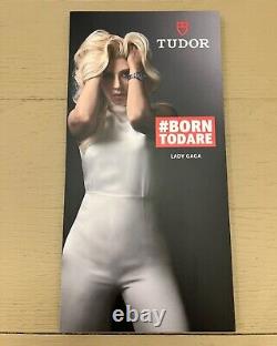 RARE TUDOR Watch Lady Gaga Black Bay Store Counter Display Sign Ad Born to Dare
