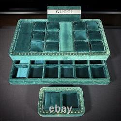 RARE Vintage 6-Row Gucci Store Display withDrawer + Brand Sign & 2-box Side Piece