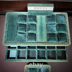 RARE Vintage 6-Row Gucci Store Display withDrawer + Brand Sign & 2-box Side Piece