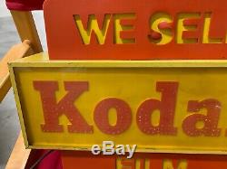 RARE Vintage Lighted Kodak Camera Film Store Display Sign 16 x 13 x 6 GAS OIL