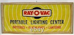 RAY-O-VAC PORTABLE LIGHTING CENTER Old Store Display Sign BATTERIES FLASHLIGHTS