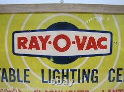 RAY-O-VAC PORTABLE LIGHTING CENTER Old Store Display Sign BATTERIES FLASHLIGHTS