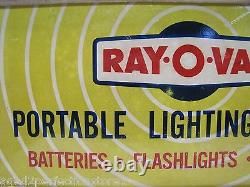 RAY-O-VAC PORTABLE LIGHTING CENTER Old Store Display Sign BATTERIES FLASHLIGHTS