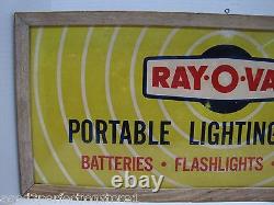 RAY-O-VAC PORTABLE LIGHTING CENTER Old Store Display Sign BATTERIES FLASHLIGHTS