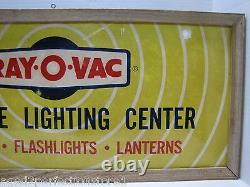 RAY-O-VAC PORTABLE LIGHTING CENTER Old Store Display Sign BATTERIES FLASHLIGHTS