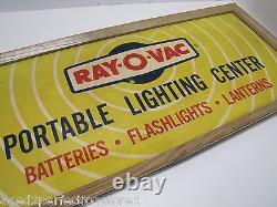 RAY-O-VAC PORTABLE LIGHTING CENTER Old Store Display Sign BATTERIES FLASHLIGHTS