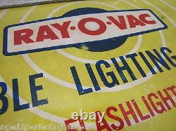 RAY-O-VAC PORTABLE LIGHTING CENTER Old Store Display Sign BATTERIES FLASHLIGHTS