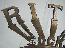 RITCO SOCKS Old Bronze Clothing Department General Store Display Sign Brass Wash