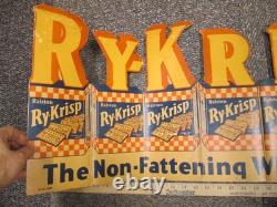 RY-KRISP 1930s Ralston rye cookie cracker cereal box general store display sign