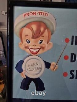 Rare 1950's Alka-Seltzer Store Advertising Sign with Speedy Large