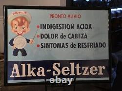 Rare 1950's Alka-Seltzer Store Advertising Sign with Speedy Large