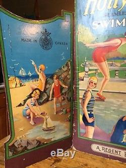 Rare Antique Hollywood Wool Bathing Suit Store Display Sign, Counter Top
