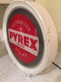 Rare Antique PYREX Ware Dealer Store Display Light-Up Sign, Painted Glass Globe