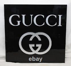 Rare Embossed GUCCI Lucite Plastic ADVERTISING Sign STORE DISPLAY Designer