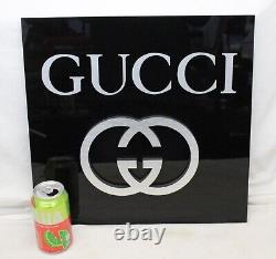 Rare Embossed GUCCI Lucite Plastic ADVERTISING Sign STORE DISPLAY Designer