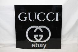 Rare Embossed GUCCI Lucite Plastic ADVERTISING Sign STORE DISPLAY Designer