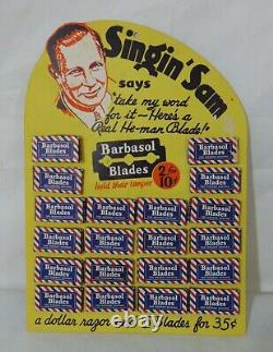 Rare Razor Blade Full Store Display Advertising Rack Barbasol Singing Sam