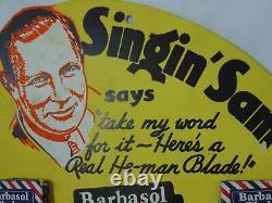 Rare Razor Blade Full Store Display Advertising Rack Barbasol Singing Sam