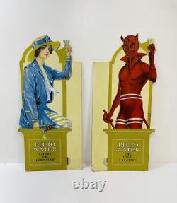 Rare Set Antique Vtg Pluto Water Lithograph Cardboard Signs Store Displays 25