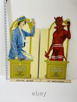 Rare Set Antique Vtg Pluto Water Lithograph Cardboard Signs Store Displays 25